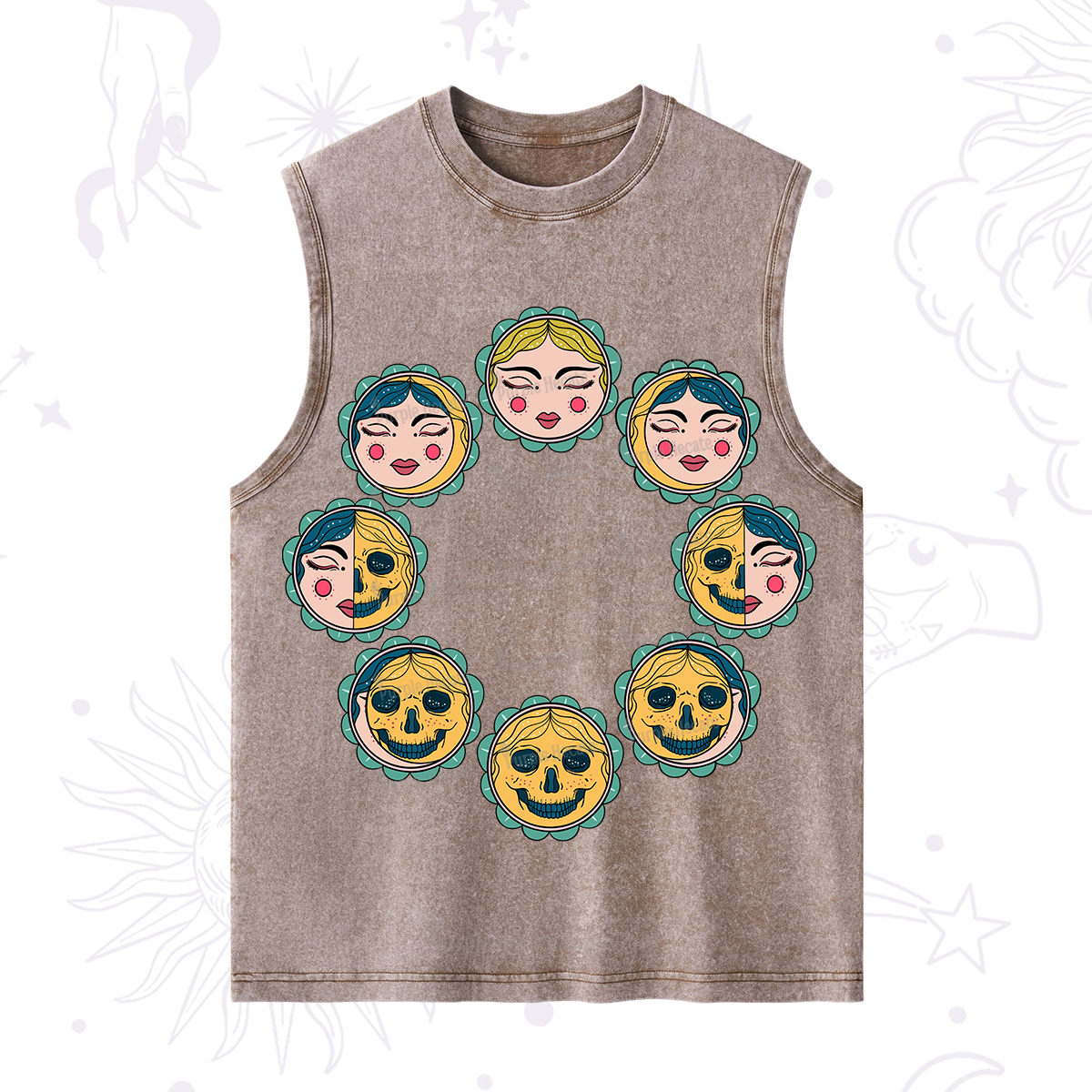Purplehecate Lunar Skull Cycle Washed Tank