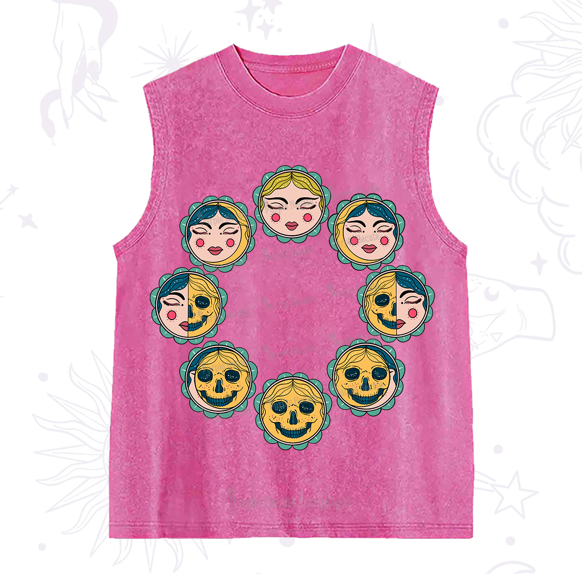 Purplehecate Lunar Skull Cycle Washed Tank