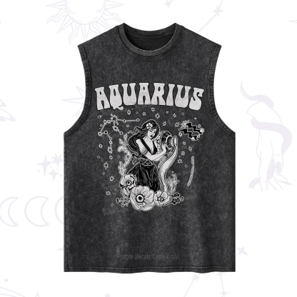Purplehecate Aquarius Zodiac Glyphs Washed Tank
