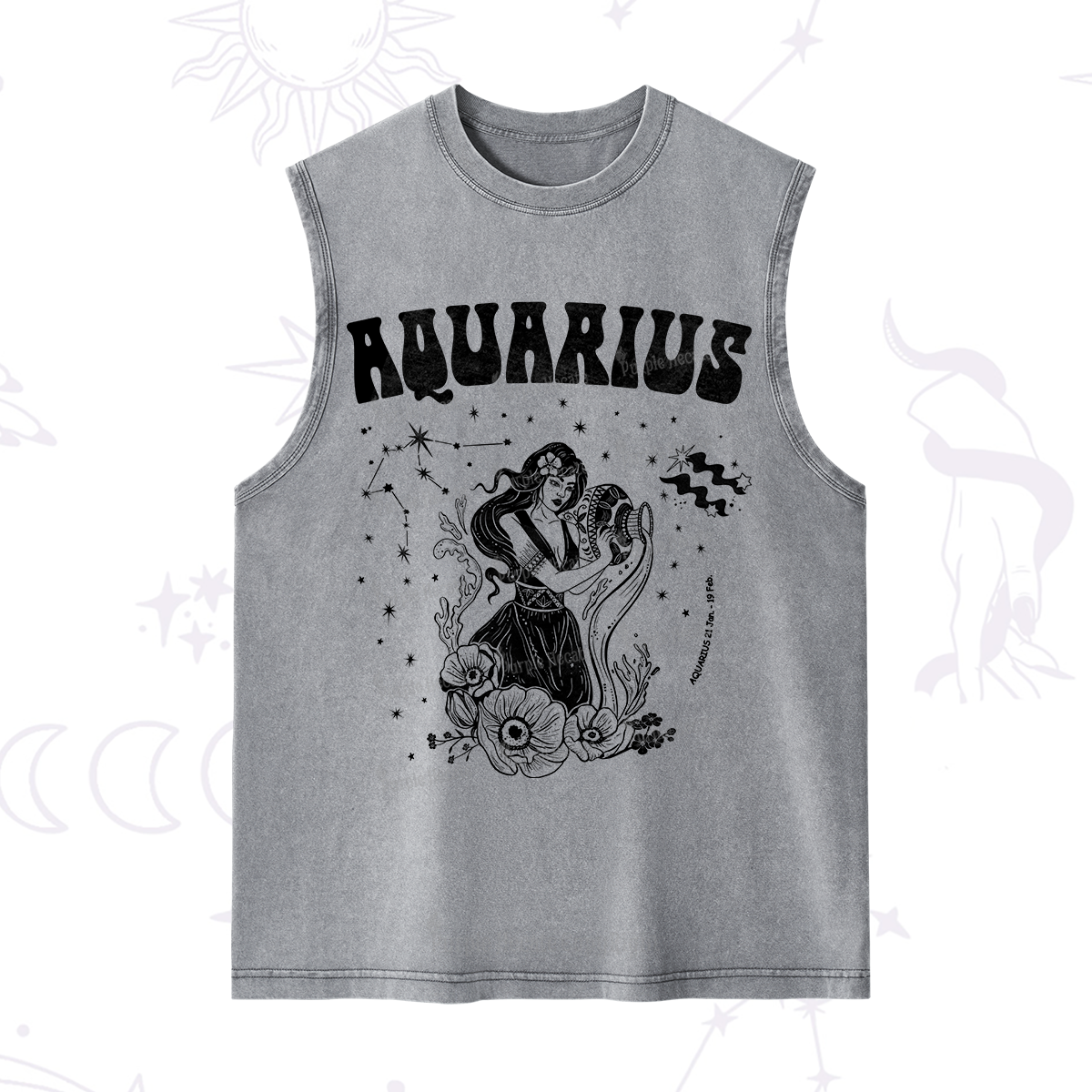 Purplehecate Aquarius Zodiac Glyphs Washed Tank