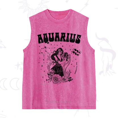 Purplehecate Aquarius Zodiac Glyphs Washed Tank