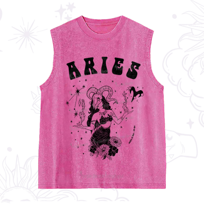 Purplehecate Aries Zodiac Glyphs Washed Tank