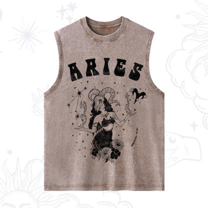 Purplehecate Aries Zodiac Glyphs Washed Tank