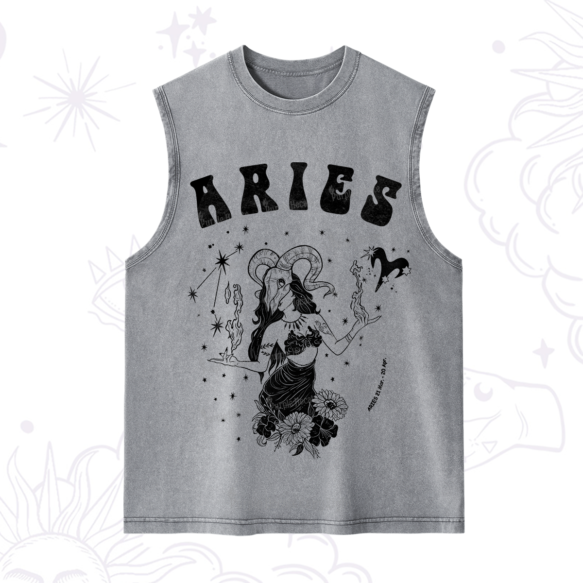 Purplehecate Aries Zodiac Glyphs Washed Tank