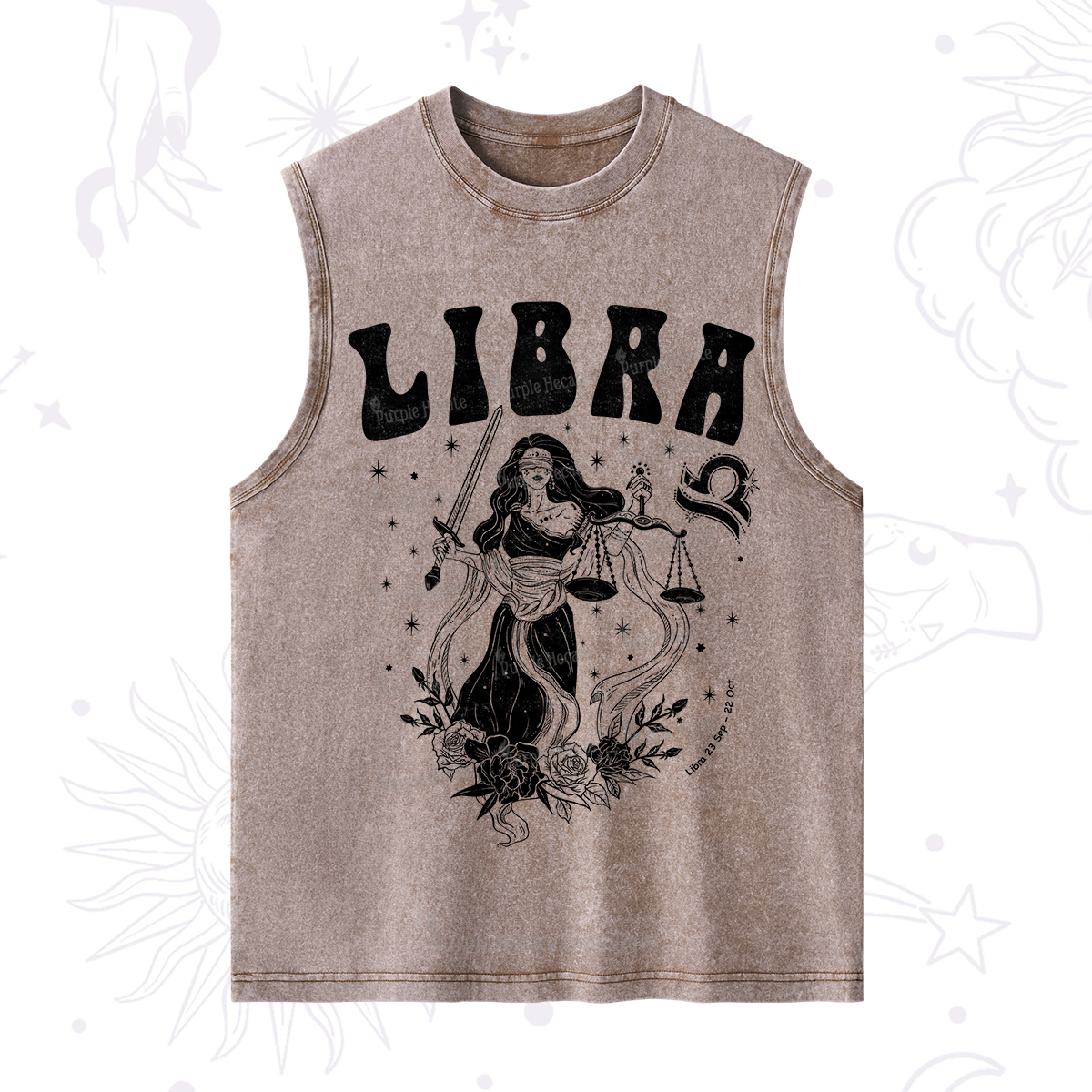 Purplehecate Libra Zodiac Glyphs Washed Tank