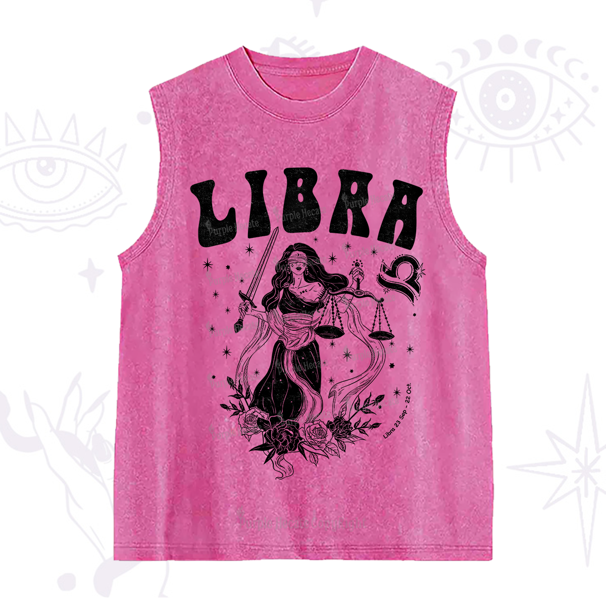 Purplehecate Libra Zodiac Glyphs Washed Tank