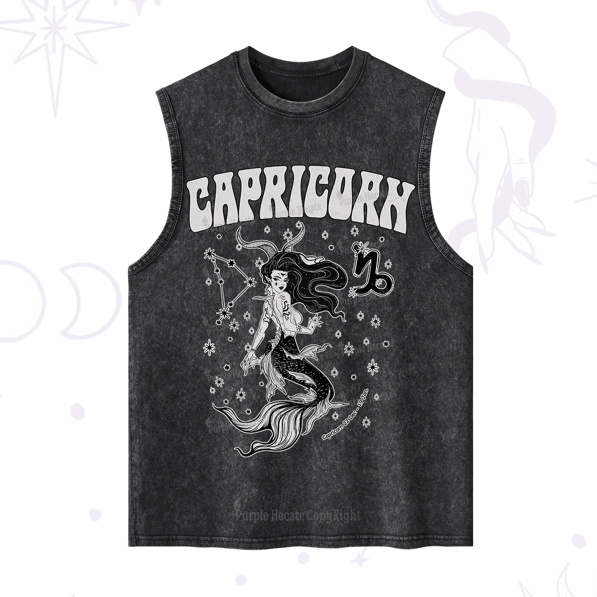 Purplehecate Capricorn Zodiac Glyphs Washed Tank
