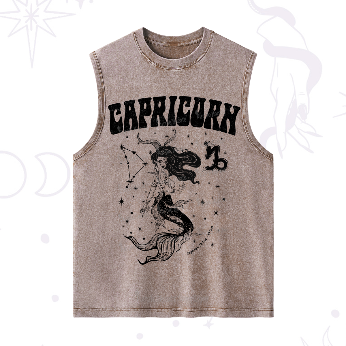 Purplehecate Capricorn Zodiac Glyphs Washed Tank