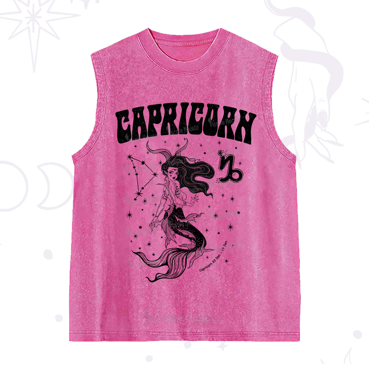 Purplehecate Capricorn Zodiac Glyphs Washed Tank