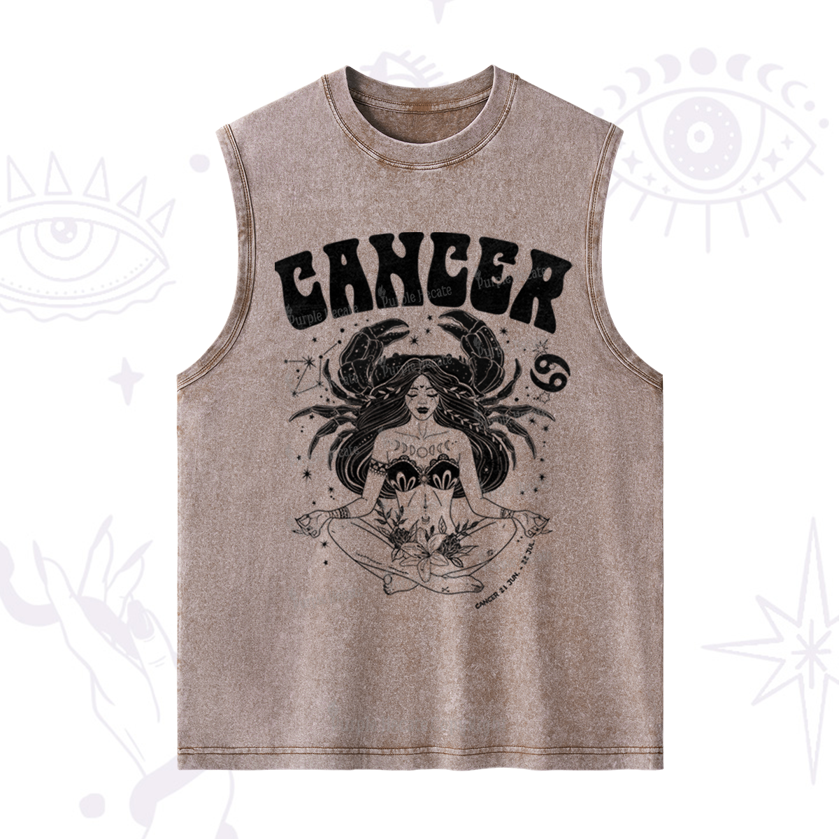 Purplehecate Cancer Zodiac Glyphs Washed Tank