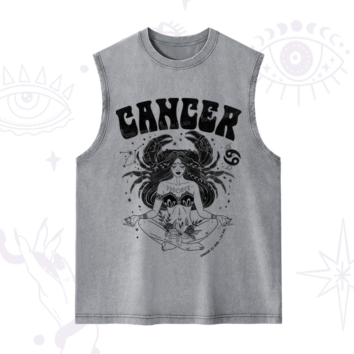 Purplehecate Cancer Zodiac Glyphs Washed Tank