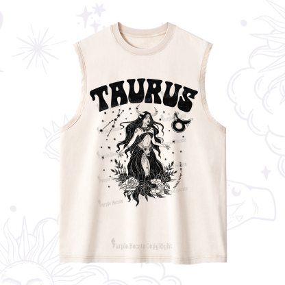 Purplehecate Taurus Zodiac Glyphs Washed Tank