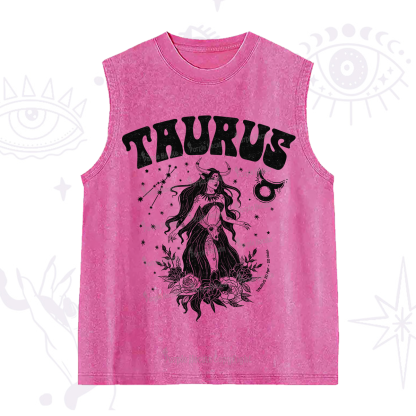 Purplehecate Taurus Zodiac Glyphs Washed Tank