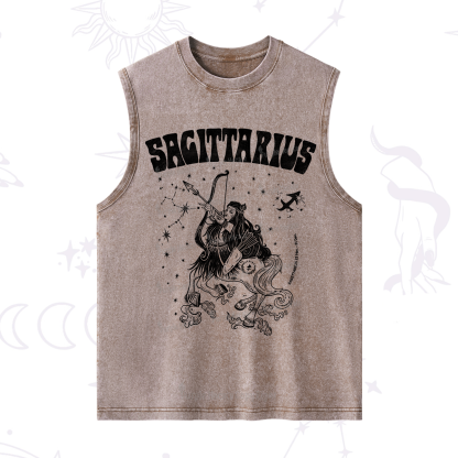 Purplehecate Sagittarius Zodiac Glyphs Washed Tank