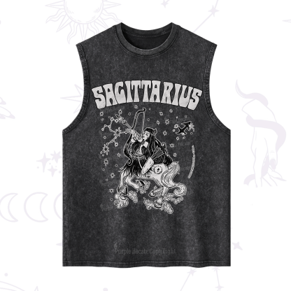Purplehecate Sagittarius Zodiac Glyphs Washed Tank