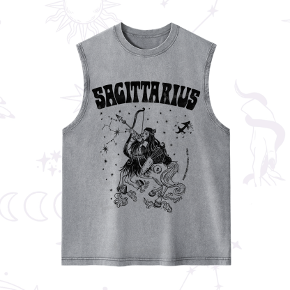 Purplehecate Sagittarius Zodiac Glyphs Washed Tank