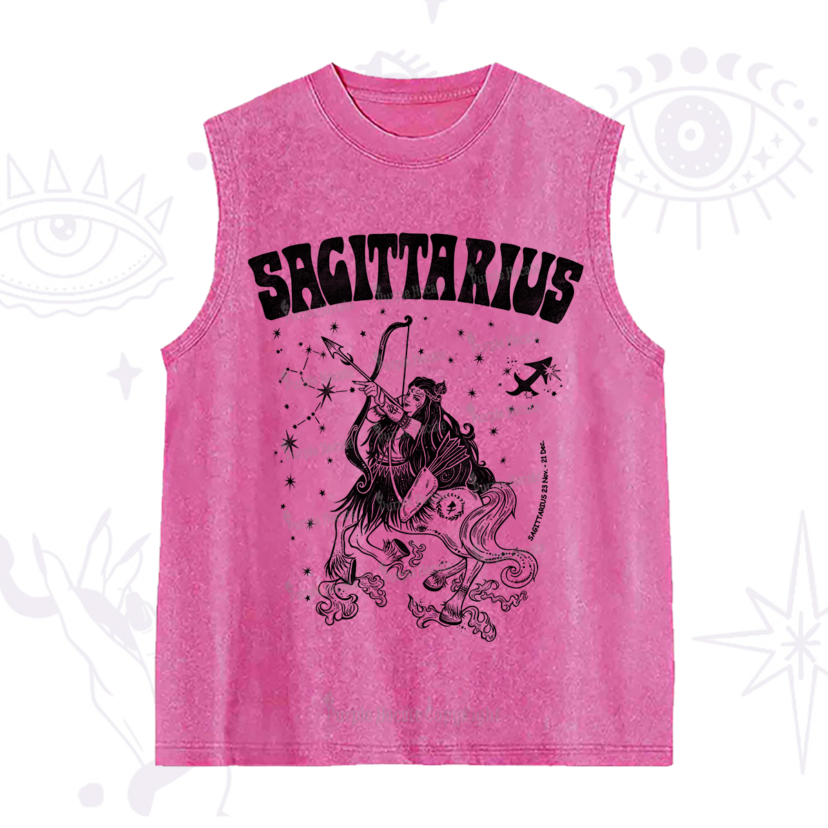 Purplehecate Sagittarius Zodiac Glyphs Washed Tank