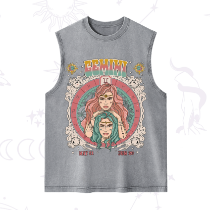 Purplehecate Gemini Cosmic Zodiac Washed Tank