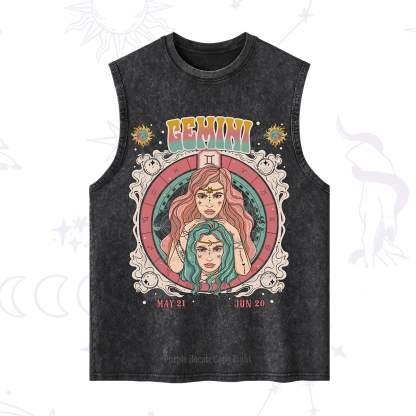 Purplehecate Gemini Cosmic Zodiac Washed Tank