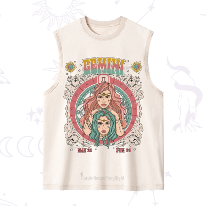 Purplehecate Gemini Cosmic Zodiac Washed Tank