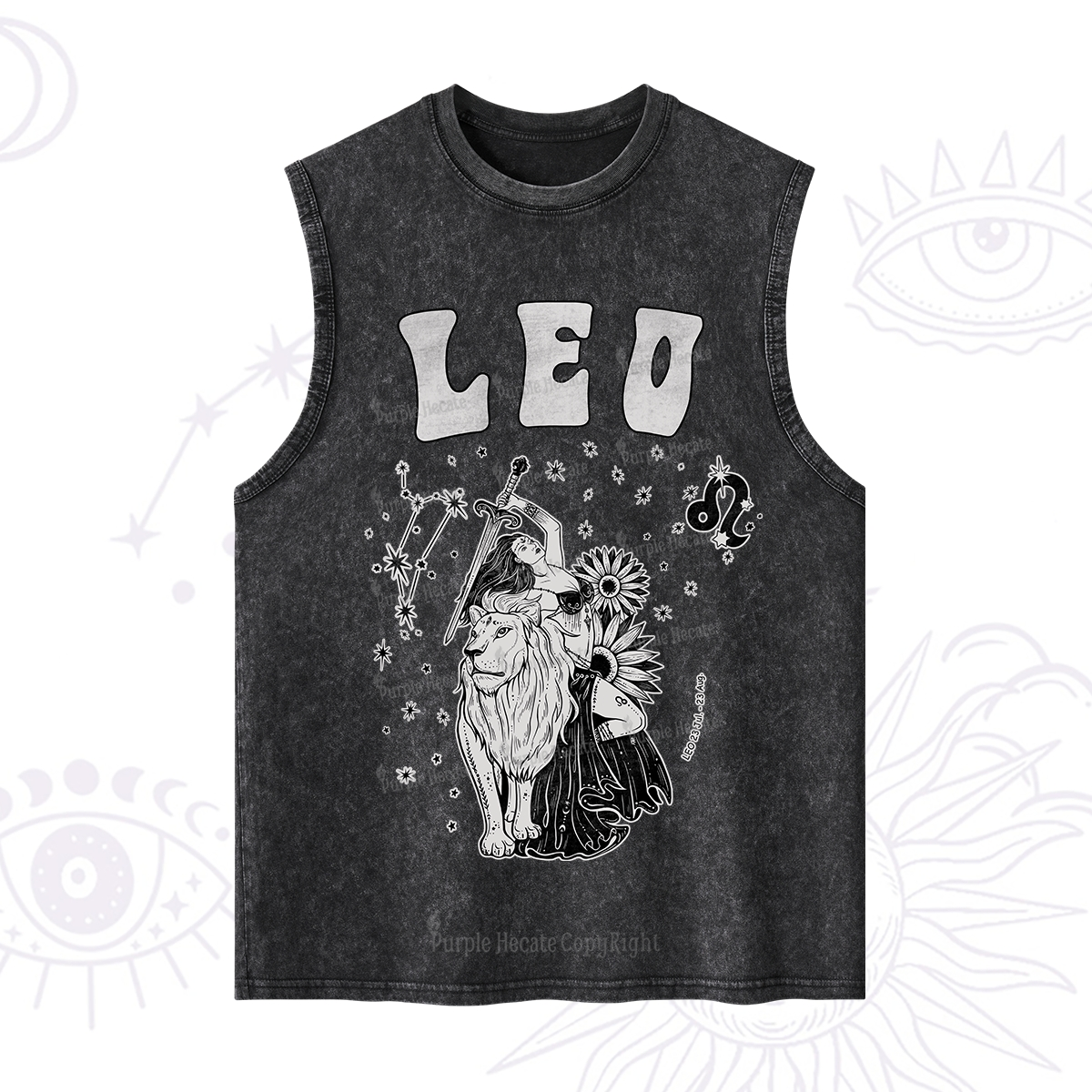 Purplehecate Leo Zodiac Glyphs  Washed Tank