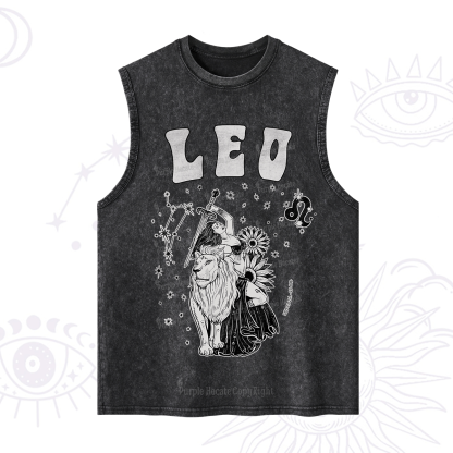 Purplehecate Leo Zodiac Glyphs  Washed Tank