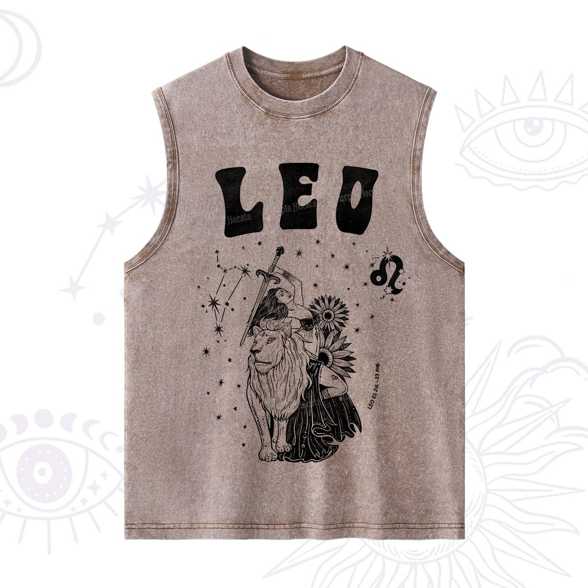 Purplehecate Leo Zodiac Glyphs  Washed Tank
