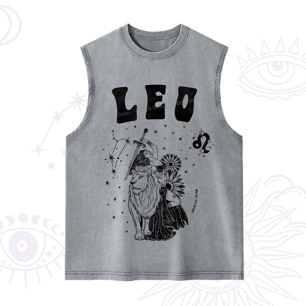 Purplehecate Leo Zodiac Glyphs  Washed Tank