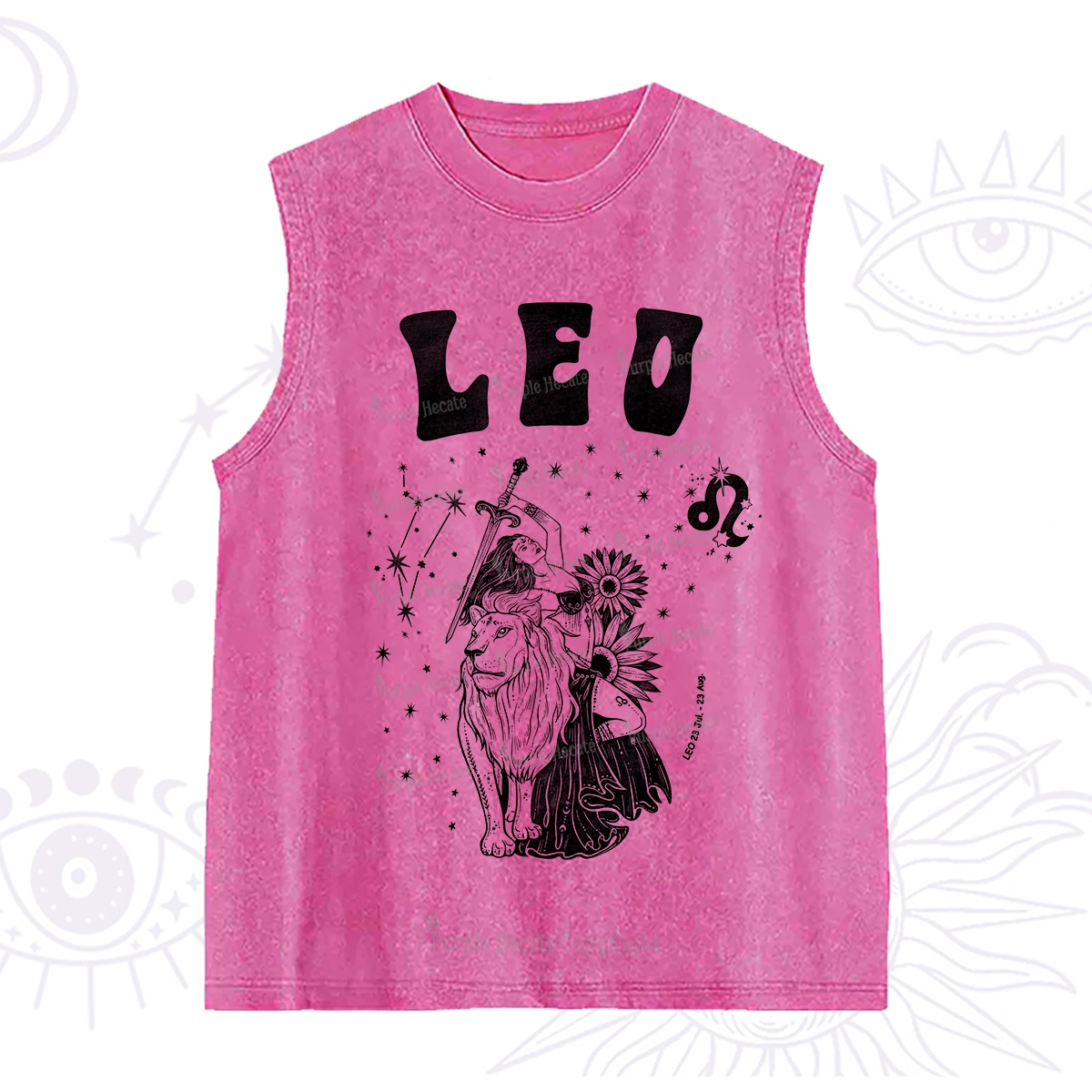 Purplehecate Leo Zodiac Glyphs  Washed Tank