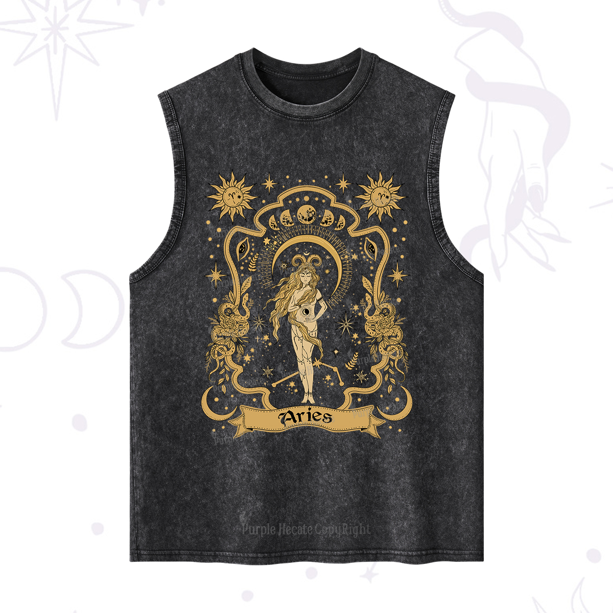 Purplehecate Aries' Astral Mirage Zodiac Washed Tank