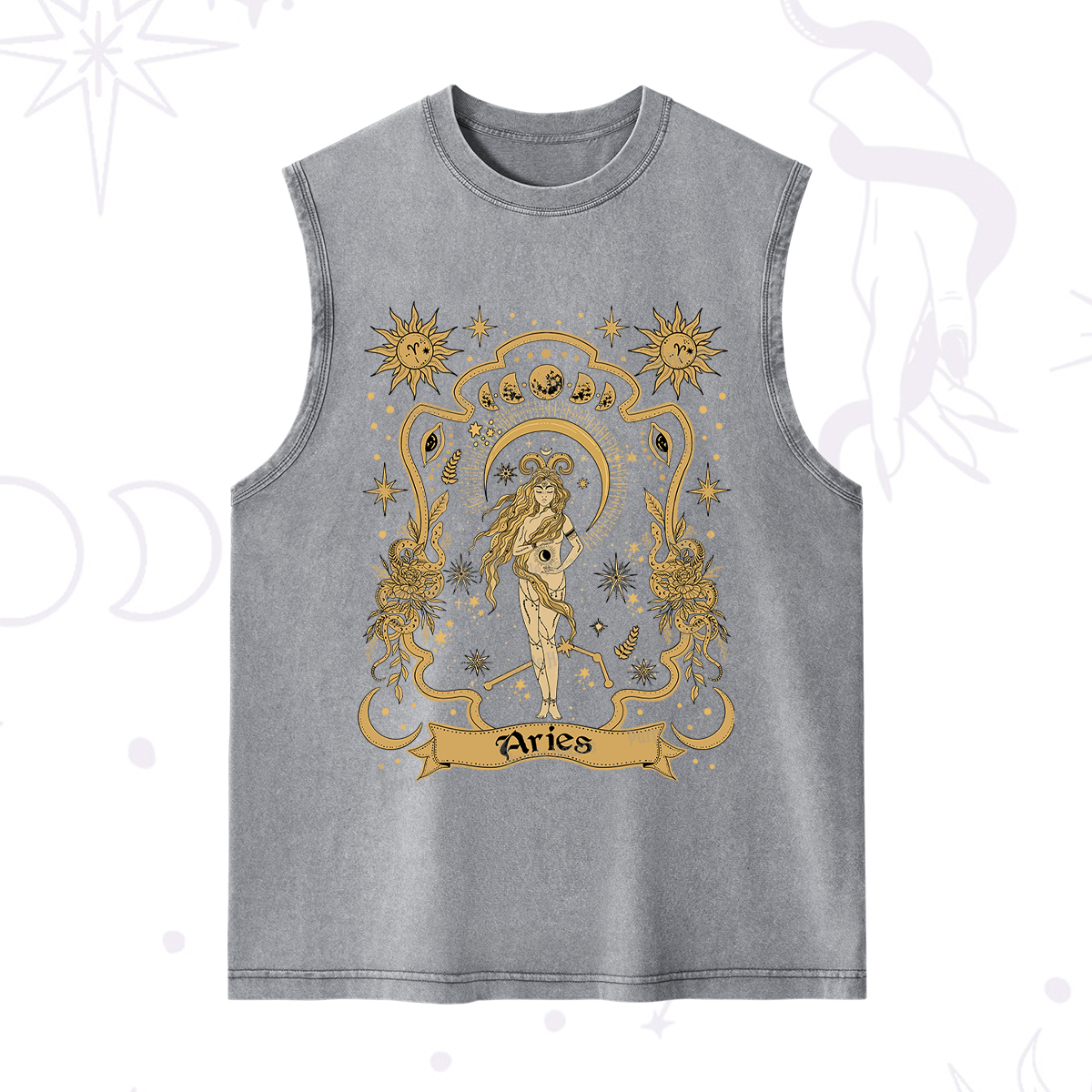 Purplehecate Aries' Astral Mirage Zodiac Washed Tank
