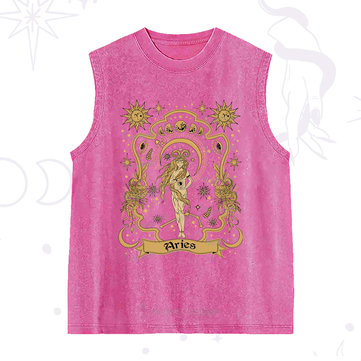 Purplehecate Aries' Astral Mirage Zodiac Washed Tank
