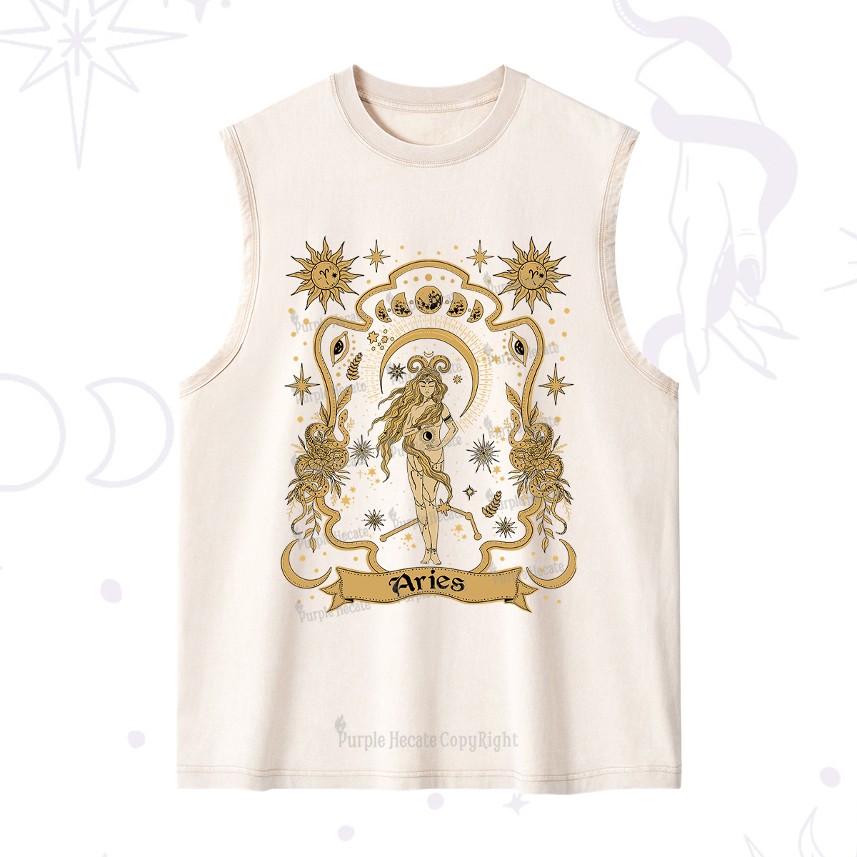 Purplehecate Aries' Astral Mirage Zodiac Washed Tank