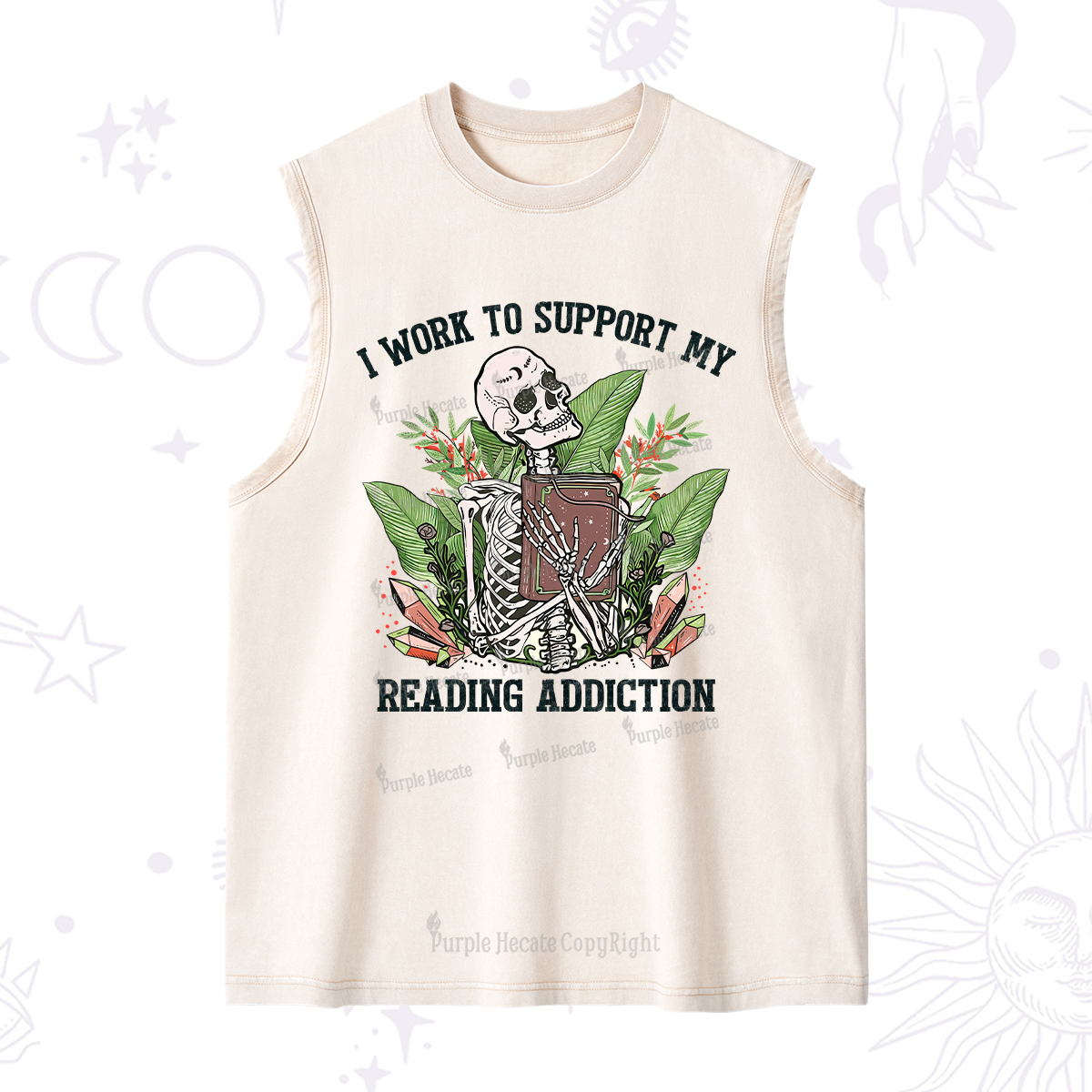 Purplehecate I Work Support My Reading Addiction Washed Tank