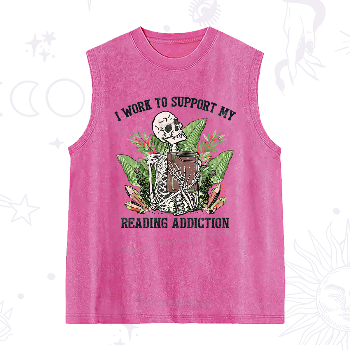 Purplehecate I Work Support My Reading Addiction Washed Tank