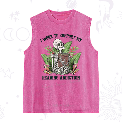 Purplehecate I Work Support My Reading Addiction Washed Tank