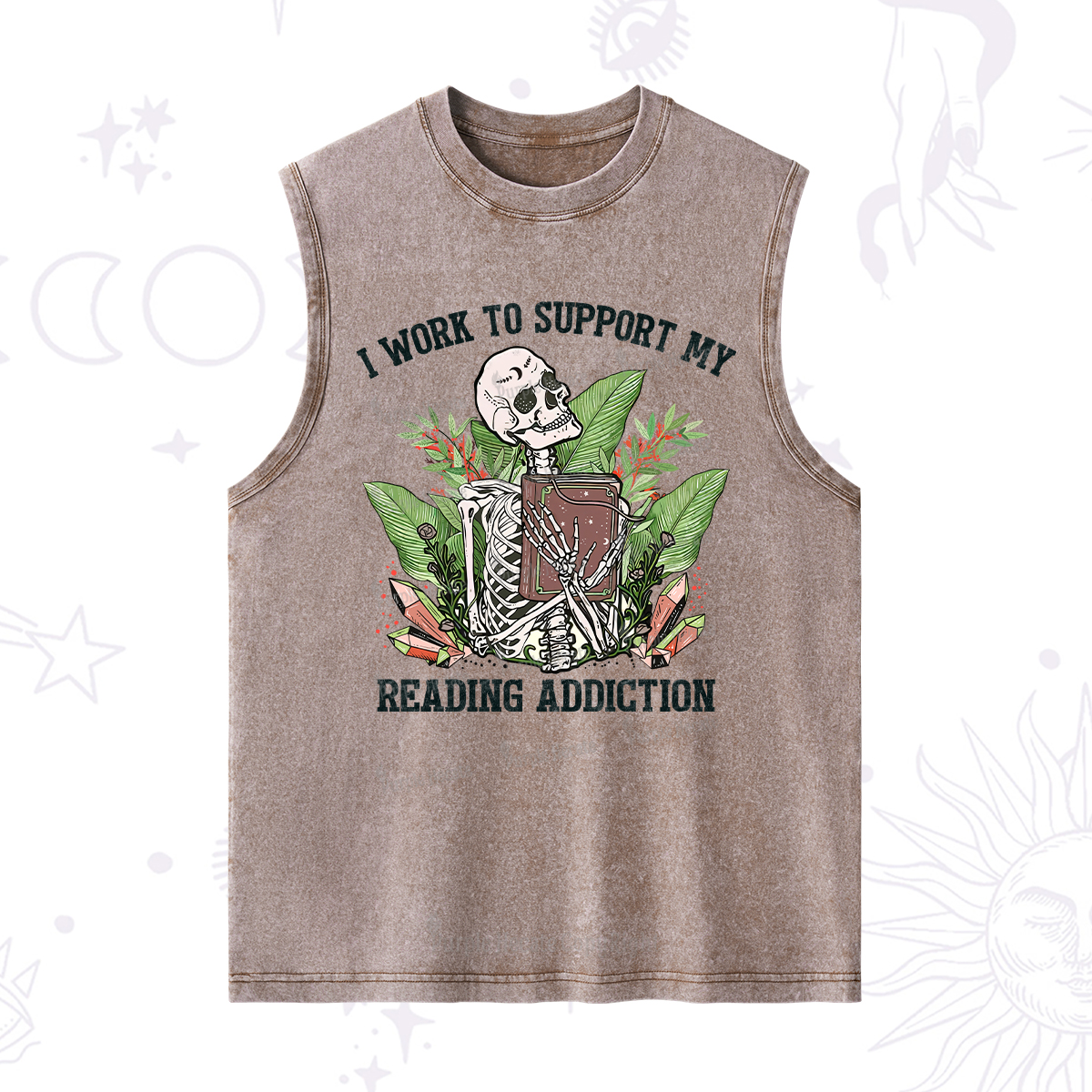 Purplehecate I Work Support My Reading Addiction Washed Tank