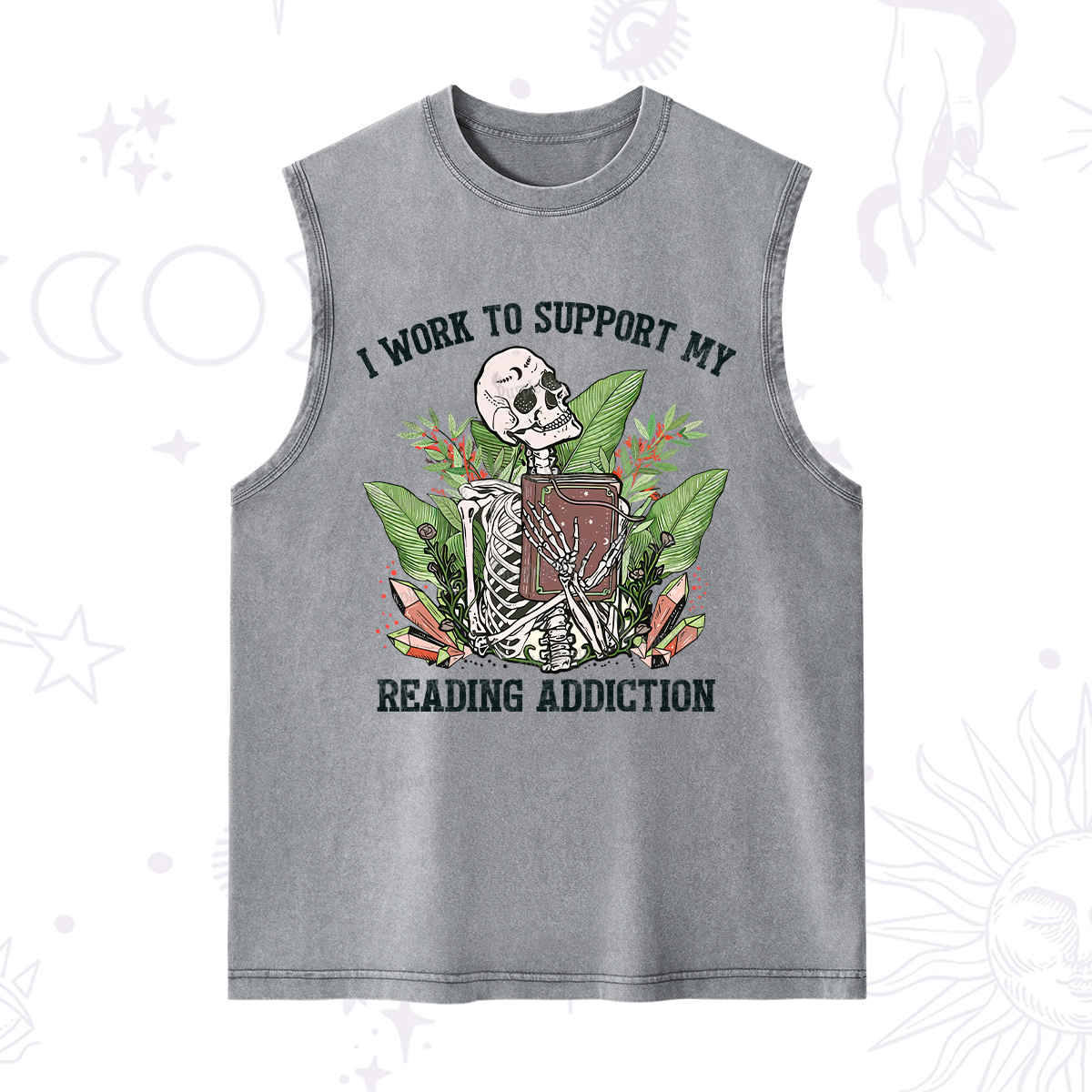 Purplehecate I Work Support My Reading Addiction Washed Tank