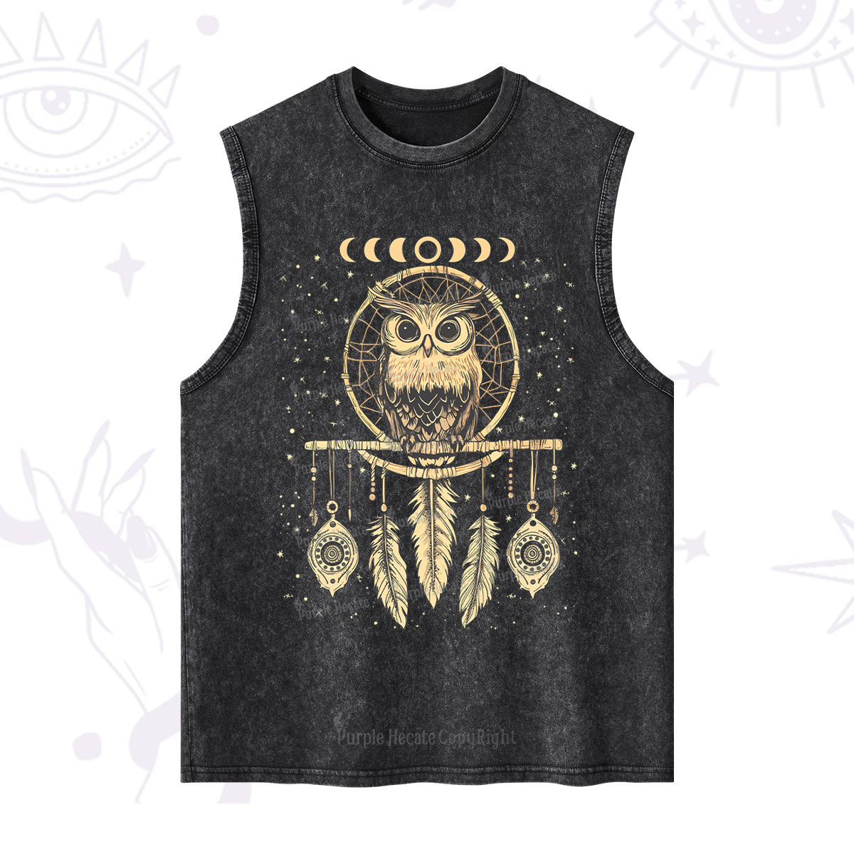 Purplehecate Luna Owl Dream Catcher Washed Tank