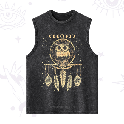 Purplehecate Luna Owl Dream Catcher Washed Tank