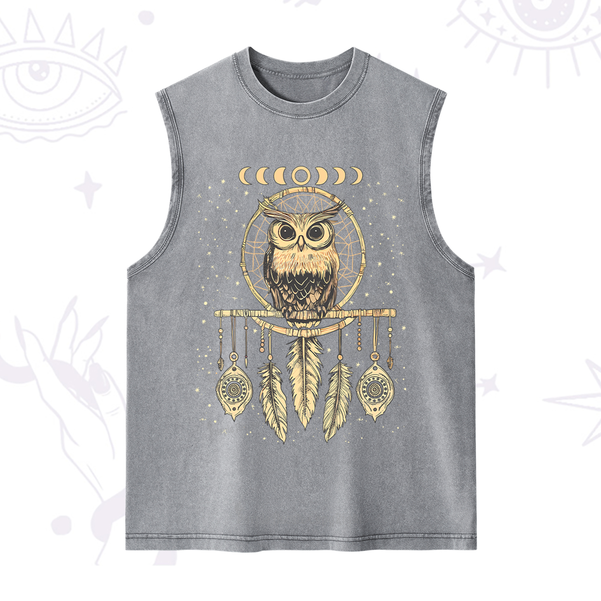 Purplehecate Luna Owl Dream Catcher Washed Tank