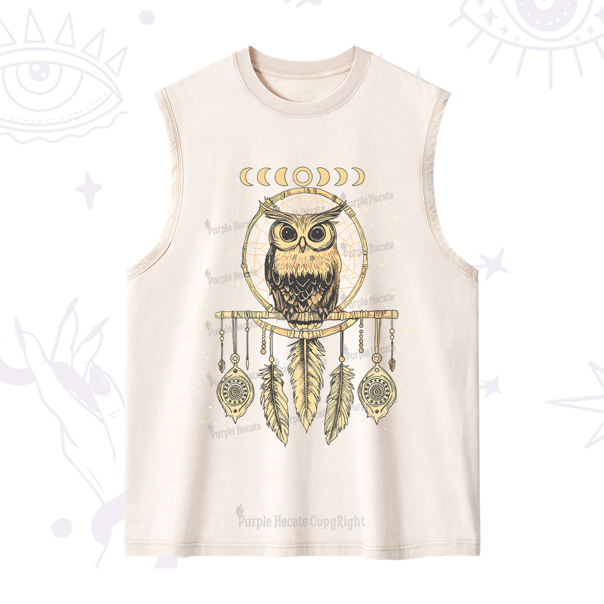 Purplehecate Luna Owl Dream Catcher Washed Tank