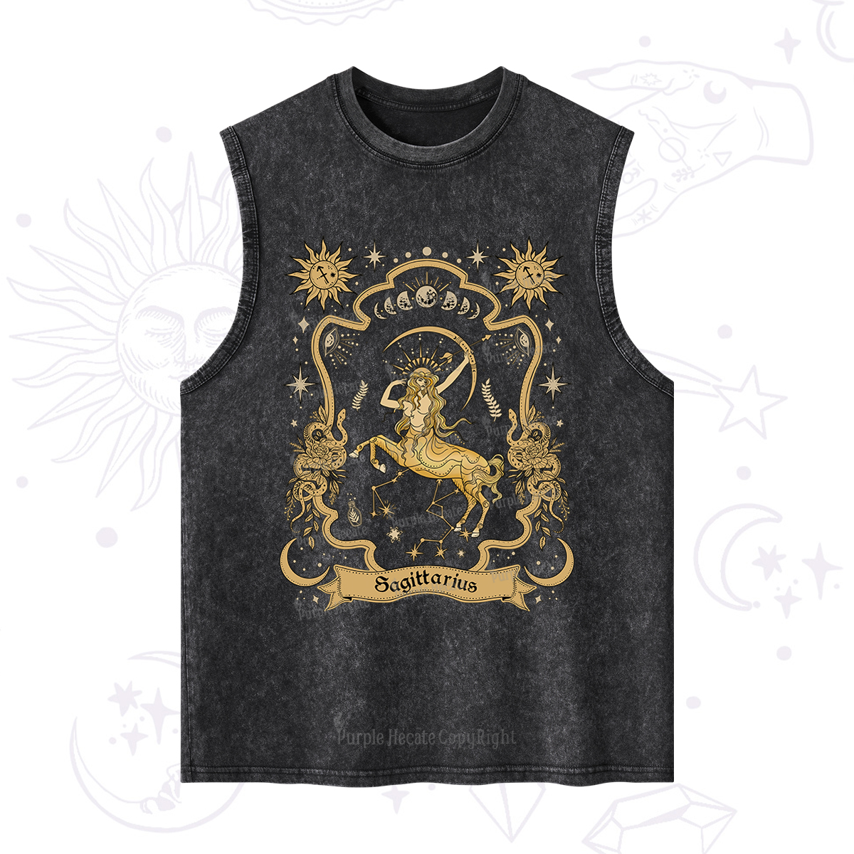 Purplehecate Sagittarius' Astral Mirage Zodiac Washed Tank