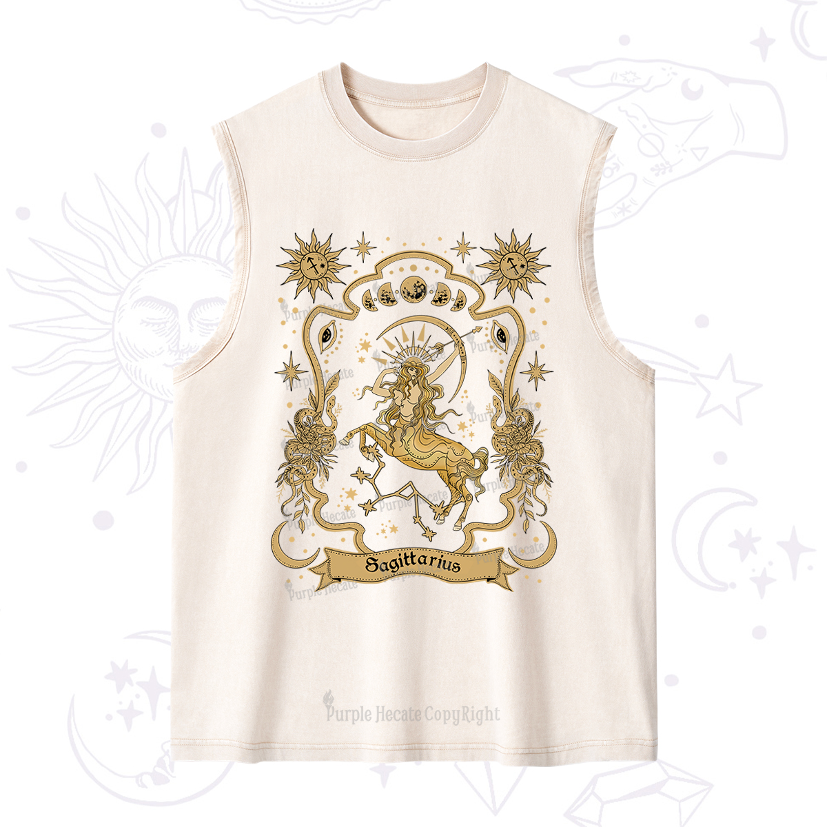 Purplehecate Sagittarius' Astral Mirage Zodiac Washed Tank