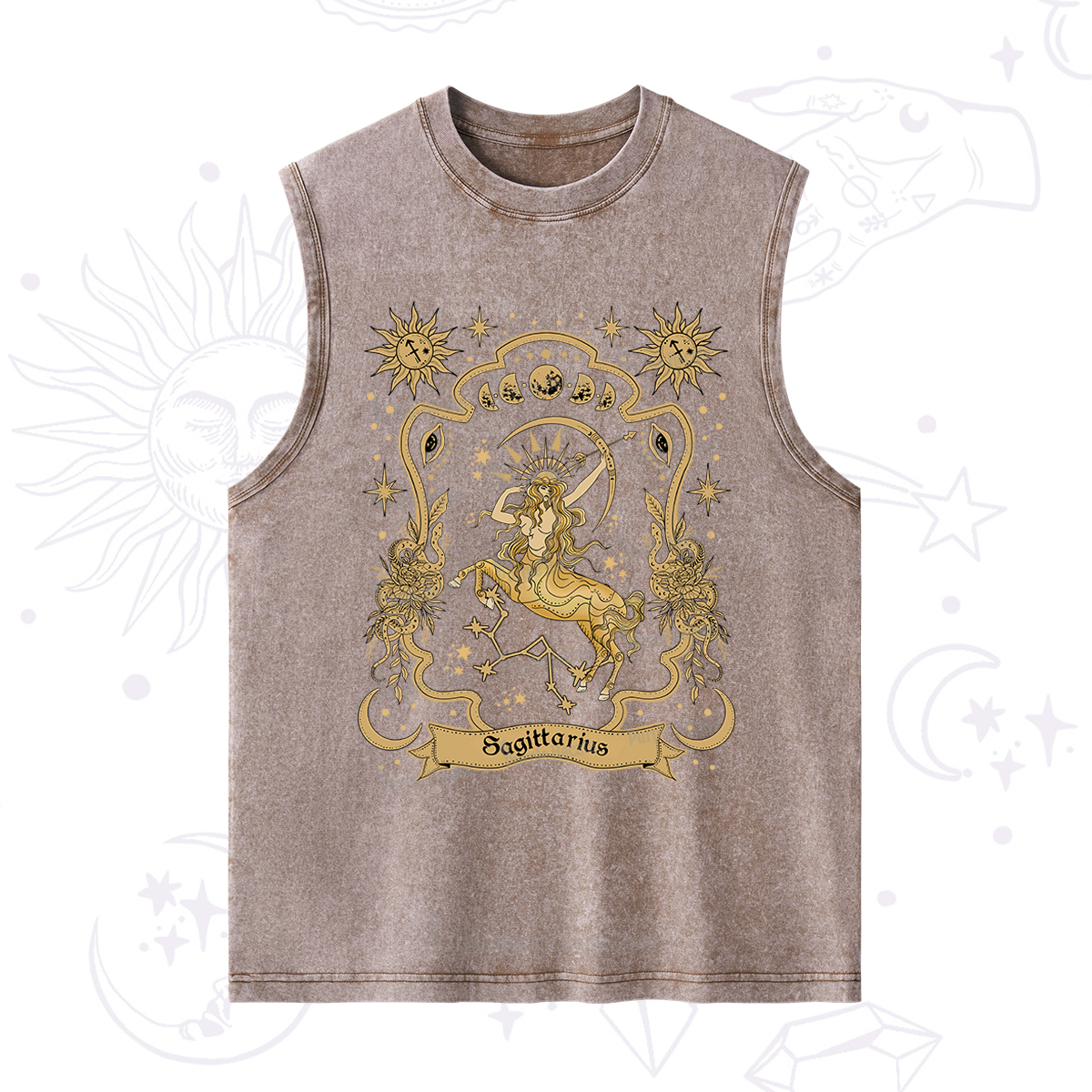 Purplehecate Sagittarius' Astral Mirage Zodiac Washed Tank
