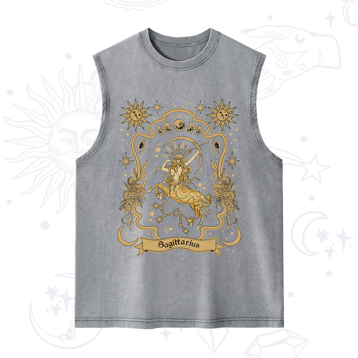 Purplehecate Sagittarius' Astral Mirage Zodiac Washed Tank