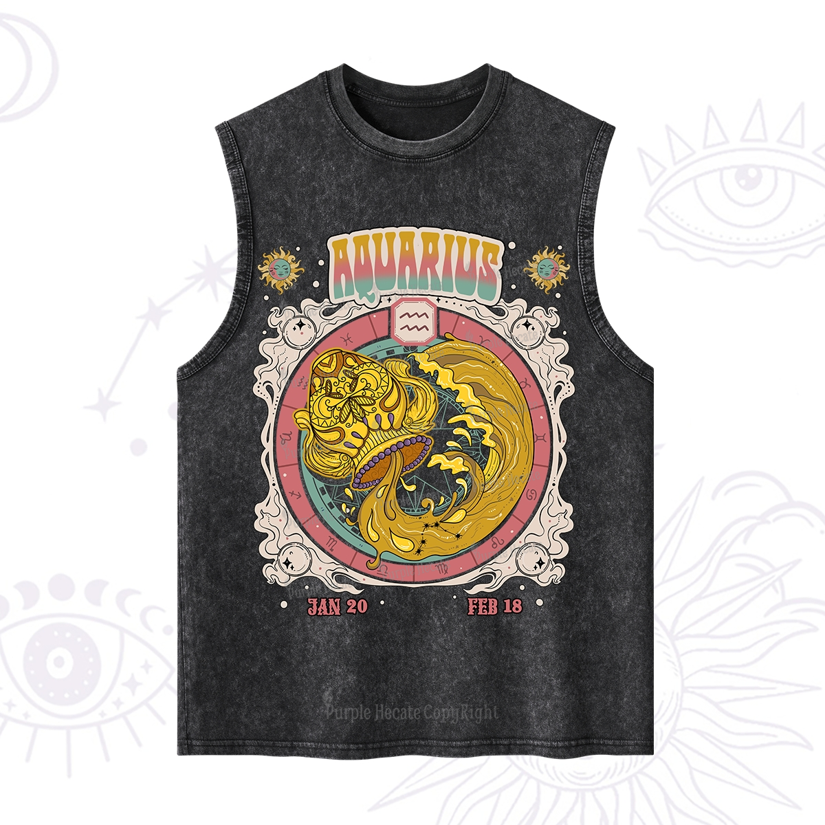 Purplehecate Aquarius Cosmic Zodiac Washed Tank