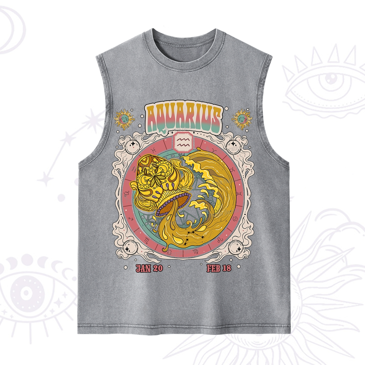 Purplehecate Aquarius Cosmic Zodiac Washed Tank