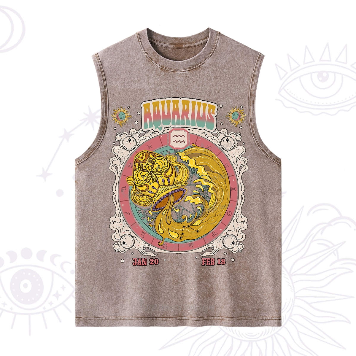 Purplehecate Aquarius Cosmic Zodiac Washed Tank