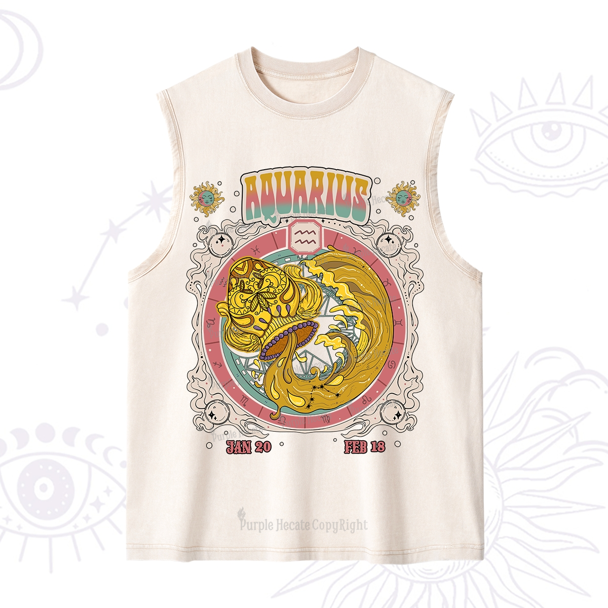 Purplehecate Aquarius Cosmic Zodiac Washed Tank